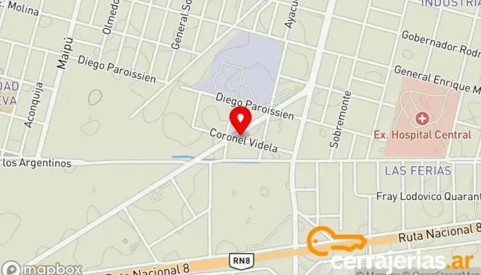 mapa de Aberturas Barengo Fábrica de puertas, Tienda de ventanas de plástico, Servicio de instalación de ventanas en Río Cuarto