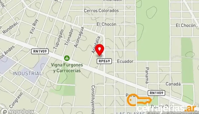 mapa de Aberturas Barengo Fábrica de puertas, Servicio de instalación de ventanas en Villa María
