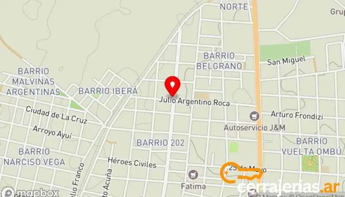 mapa de Aberturas Beglys Tienda de cristales en Gdor. Virasoro