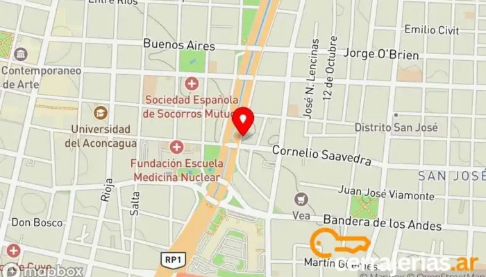 mapa de ABERTURAS COSTANERA Proveedor de aluminio, Proveedor de puertas en San José