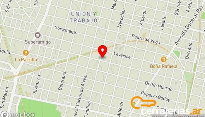 mapa de ABERTURAS DE ALUMINIO DI CONZA Proveedor de puertas en Santa Fe de la Vera Cruz