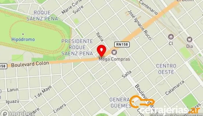 mapa de Aberturas Emiliani Proveedor de puertas en Villa María