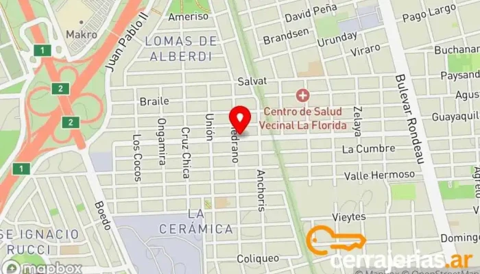 mapa de Aberturas Luis Proveedor de puertas en Rosario