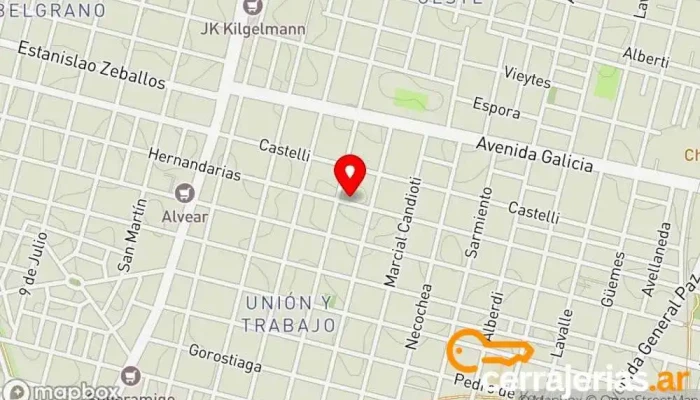 mapa de Aberturas Orlandi Proveedor de ventanas en Santa Fe de la Vera Cruz