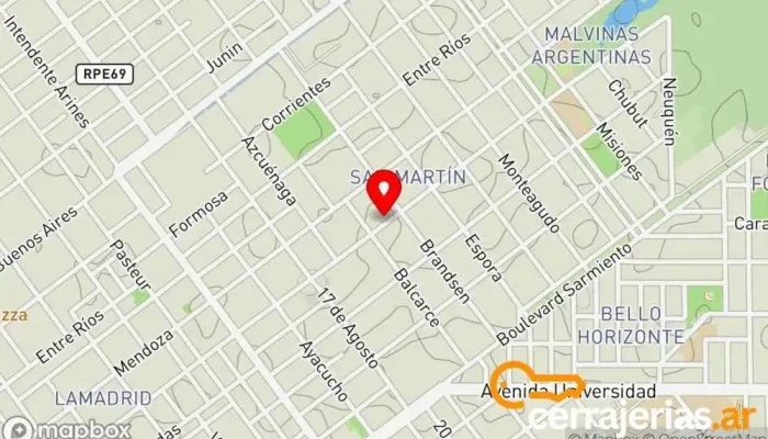 mapa de Aberturas PyP Fábrica de puertas en Villa María