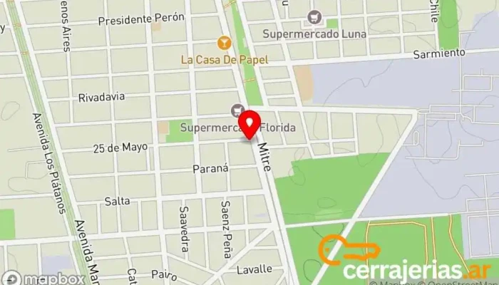 mapa de Aberturas Rosati Proveedor de materiales de construcción en Cap. Bermúdez