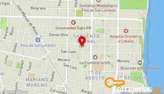 mapa de Aberturas y Vidrios Moreno Proveedor de aluminio, Tienda de cristales y espejos, Tienda de cristales, Servicio de instalación de ventanas en San Lorenzo