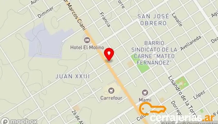 mapa de Aceros Cases S.A. Ruta 8 Proveedor de materiales de construcción en Venado Tuerto