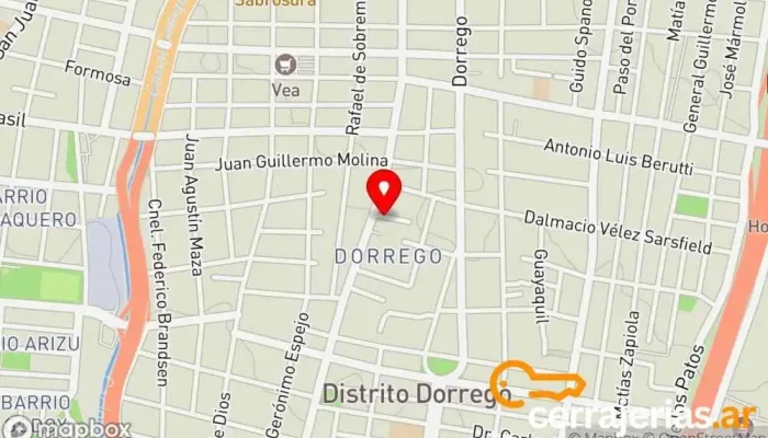 mapa de Alumiglass Fábrica de puertas, Tienda de muebles de cocina en Dorrego