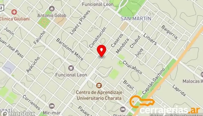 mapa de Aluminios LyK Comercio en Charata