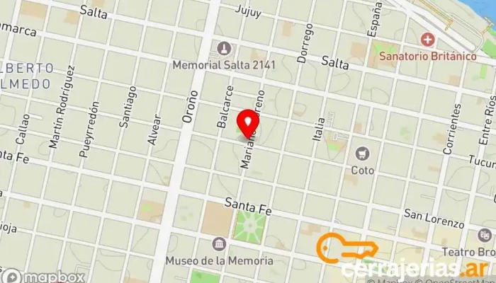 mapa de Bunker cerrajería Cerrajero en Rosario
