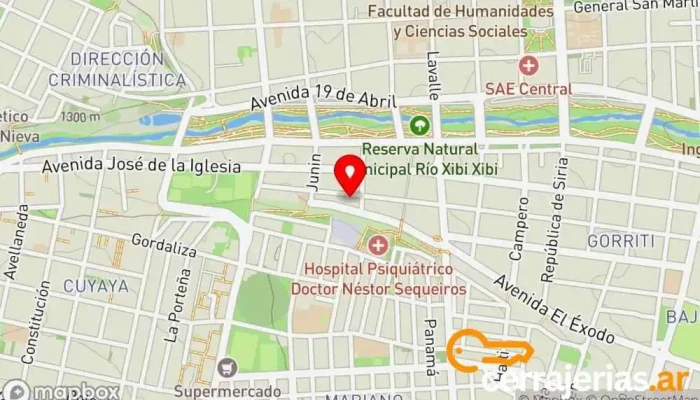 mapa de Burgos Vidrios Comercio, Proveedor de marcos de aluminio, Ventana de aluminio, Servicio de reparación de parabrisas y pantallas, Tienda de mamparas de ducha en San Salvador de Jujuy