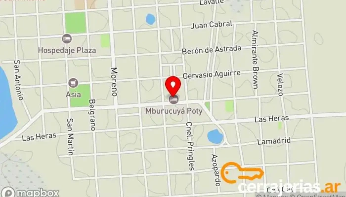 mapa de Cabañas Mburucuyá Poty Alojamiento con servicio en Mburucuyá