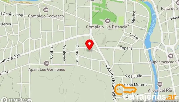 mapa de Cabañas Siete Colores Casa rural en Santa Rosa de Calamuchita