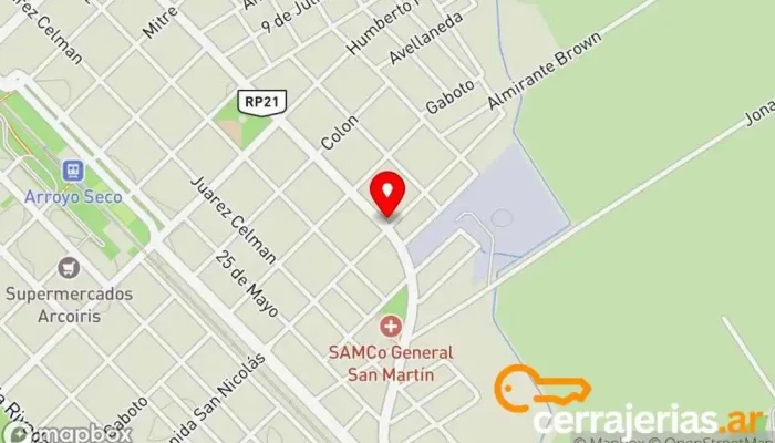mapa de Carpentri Aberturas Fábrica de puertas, Proveedor de aluminio, Proveedor de puertas, Proveedor de ventanas en Arroyo Seco