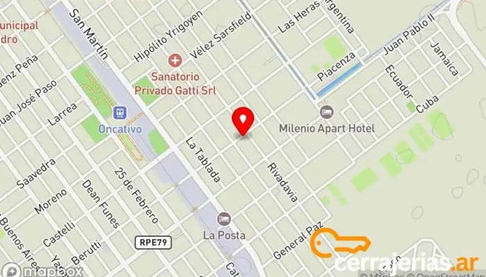 mapa de Carpintería Del Vecchio Hnos Taller de instalación de puertas y ventanas en Oncativo
