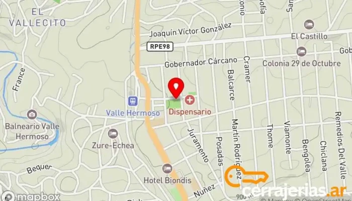 mapa de Carpinteria los misioneros Taller de instalación de puertas y ventanas en Valle Hermoso
