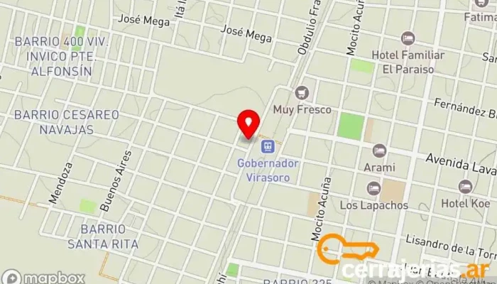 mapa de Carpinteria rojas Carpintero en Gdor. Virasoro