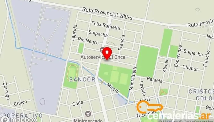 mapa de CARPINTERIA RUBEN Taller de instalación de puertas y ventanas en Sunchales