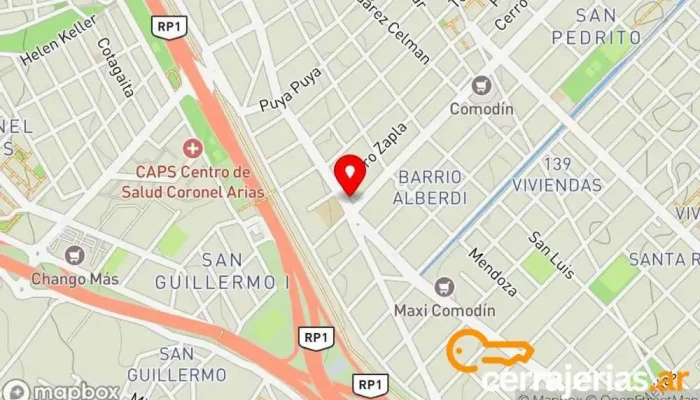 mapa de Casal Aberturas Ventana de aluminio, Proveedor de puertas para garaje, Tienda de accesorios para ventanas en San Salvador de Jujuy