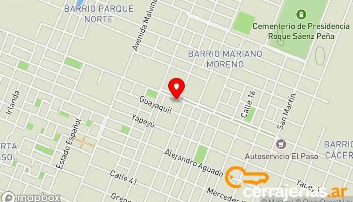 mapa de Centro Cristiano Puerta Abierta Institución religiosa en Sáenz Peña