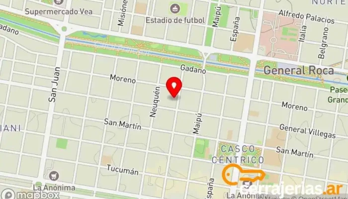 mapa de Cercos perimetrales en General Roca Contratista de alambradas en Gral. Roca