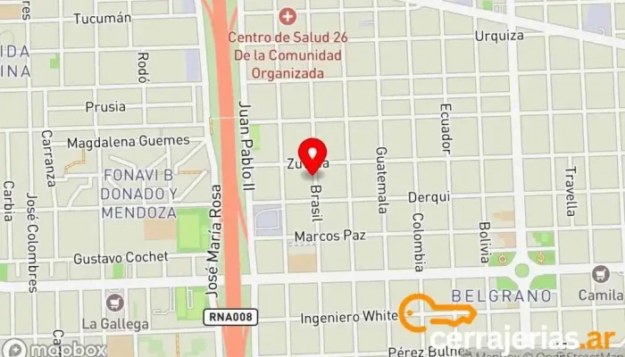 mapa de Cerrajeria AG Urgencias Cerrajero en Rosario