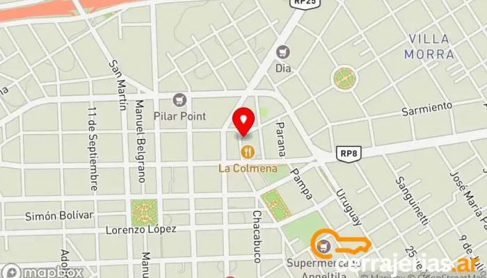 mapa de Cerrajería Cartón Cerrajero en Pilar Centro