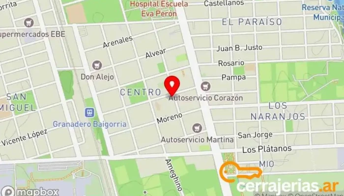 mapa de Cerrajeria centro I Cerrajero en Granadero Baigorria