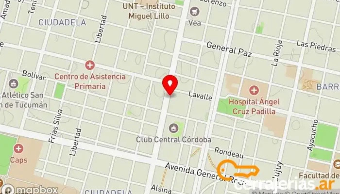 mapa de Cerrajería Frías Cerrajero en San Miguel de Tucumán