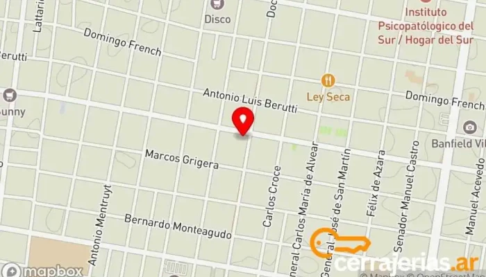 mapa de Cerrajeria Jota Ce - Urgencias 24 Hs Cerrajero en Banfield