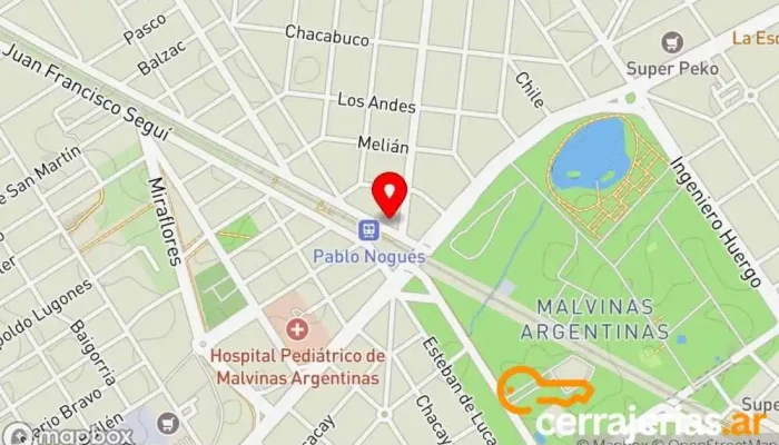 mapa de Cerrajería Malvinas Argentinas Cerrajero en Gran Buenos Aires