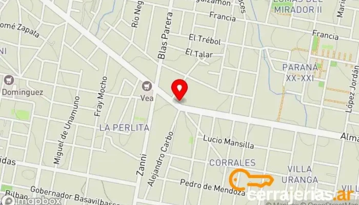 mapa de CERRAJERÍA Pasutti Cerrajero, Servicio de duplicación de llaves en Paraná