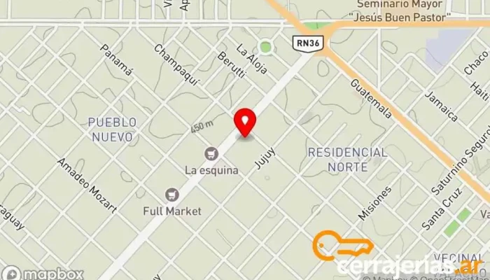 mapa de cerrajeria rojo Cerrajero en Río Cuarto