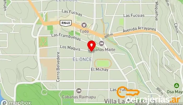 mapa de Cerrajeria Urgencias 7 lagos Cerrajero en Villa La Angostura