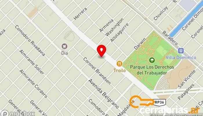 mapa de Cerrajerías de Casas y Autos-urgencias 24 Hs. Cerrajero en Villa Dominico