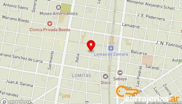mapa de Cerrajerías de Casas y Autos-urgencias 24 Hs. Cerrajero en Lomas de Zamora