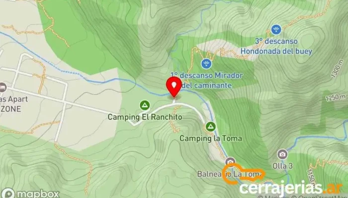 mapa de Cerro Uritorco Atracción turística, Zona de senderismo en Capilla del Monte