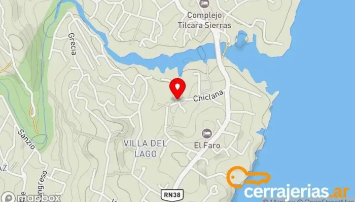 mapa de Complejo de Cabañas Piedra Lago Casa rural en Villa Carlos Paz