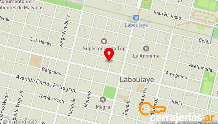 mapa de Construcnova Empresa de construcción, Proveedor de marcos de aluminio, Empresa constructora, Empresa de aislamientos, Tienda de materiales de aislamiento en Laboulaye