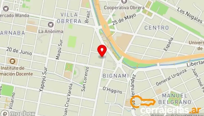 mapa de Corralón Perazzoli Proveedor de materiales de construcción en Villa Regina