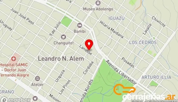 mapa de Corralón Ruzak Tienda de materiales para la construcción en Leandro N. Alem