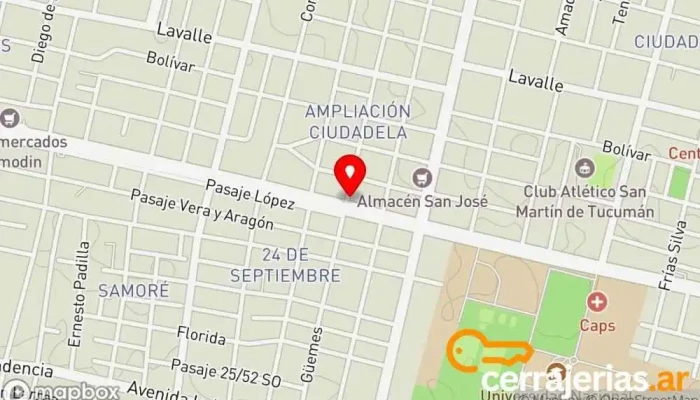 mapa de Corralón Salta Aberturas Tienda de materiales para la construcción, Ventana de aluminio, Fábrica de puertas, Proveedor de puertas, Proveedor de puertas para garaje, Tienda de ventanas de plástico, Tienda de mosquiteras, Servicio de instalación de ventanas, Proveedor de ventanas,  en San Miguel de Tucumán