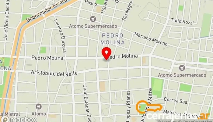 mapa de Corralón y Contenedores Quesada Tienda de materiales para la construcción, Proveedor de materiales de construcción, Servicio de contenedores, Proveedor de contenedores, Tienda de herramientas, Cuarto de herramientas en Guaymallén