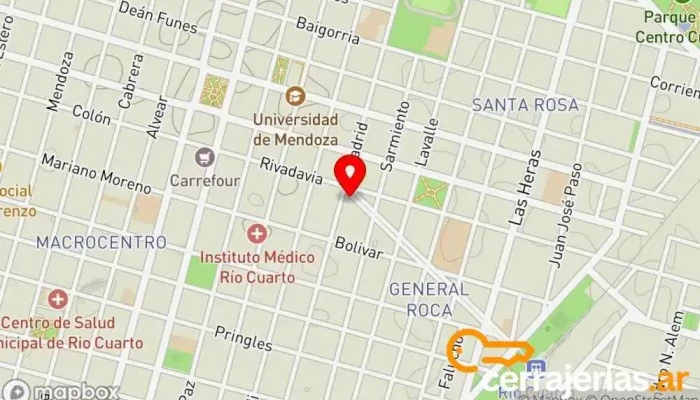 mapa de Cristal Hogar Tienda de cristales y espejos en Río Cuarto