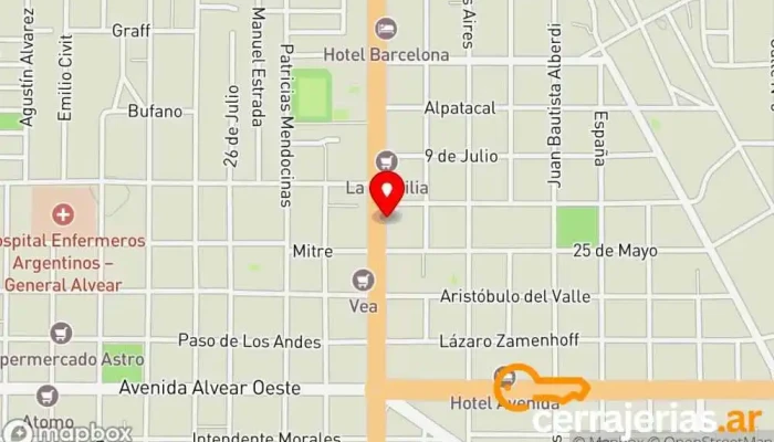 mapa de Di Paolo Muebles - Mueblería, colchones y juguetería Tienda de muebles, Tienda de mobiliario para dormitorios, Tienda de bicicletas, Tienda de artículos de camping, Tienda de electrónica, Tienda de muebles de cocina, Colchonería, Tienda de colchas, Juguetería, Tienda de estufas de leña en Gral. Alvear