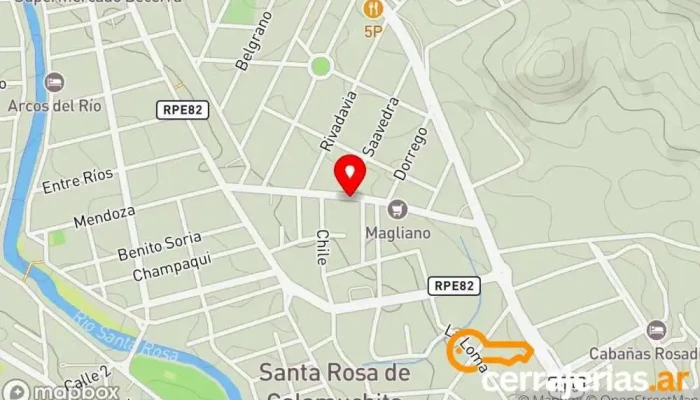 mapa de Dick Haus (Sucursal Santa Rosa Calamuchita) Tienda de materiales para la construcción, Tienda de electrodomésticos, Ferretería, Tienda de iluminación, Establecimiento de venta de madera en Santa Rosa de Calamuchita