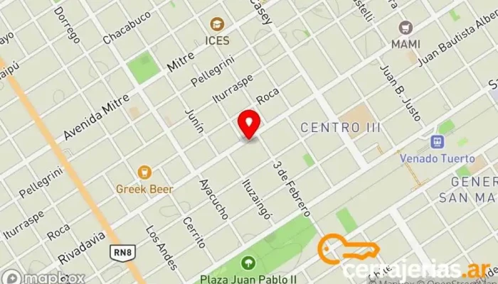 mapa de Eca Carpintería Taller de instalación de puertas y ventanas, Ventana de aluminio, Fábrica de muebles, Tienda de ventanas de plástico, Tienda de mosquiteras, Tienda de mamparas de ducha en Venado Tuerto
