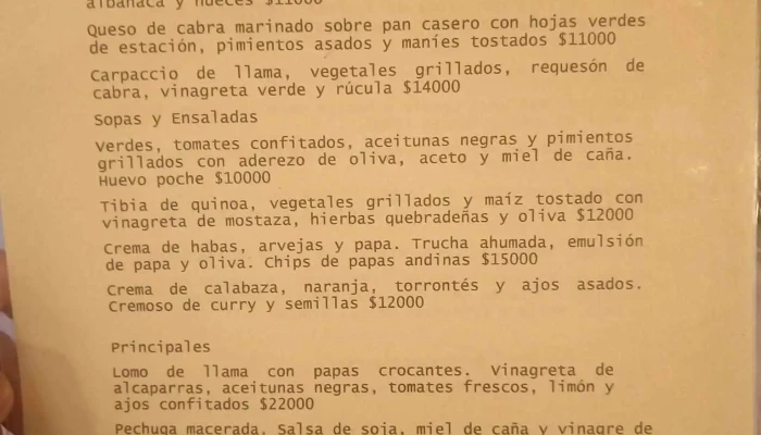 El Nuevo Progreso -  Carta - Tilcara