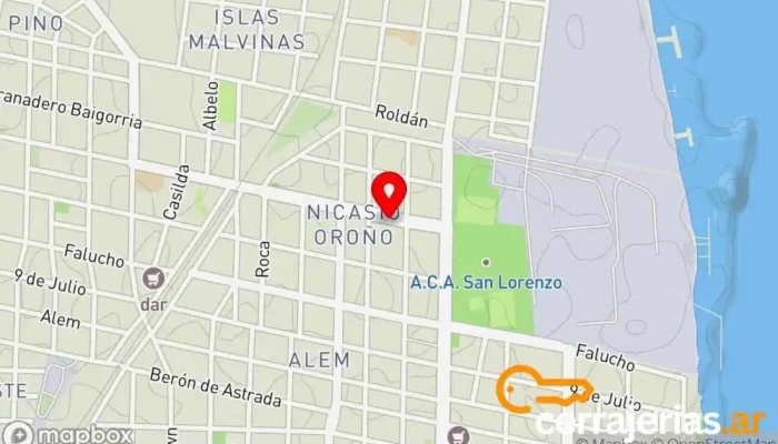 mapa de El Rey de las Aberturas Fábrica en San Lorenzo